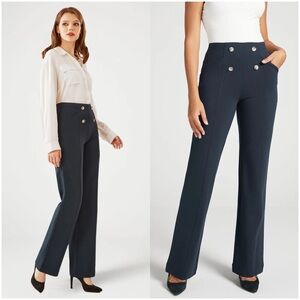 Betabrand 4 Button Atlantic Wide Leg Pants L